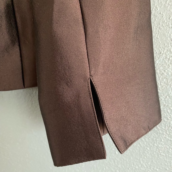 Vintage Jovani Wool Silk Jacket Size 6 Small Brown Formal Long Sleeve Open Front - Picture 9 of 9